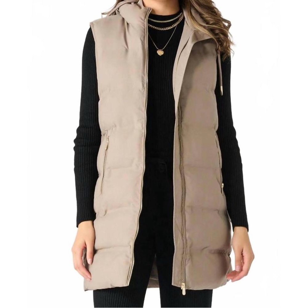 Zara Beige Hooded Vest